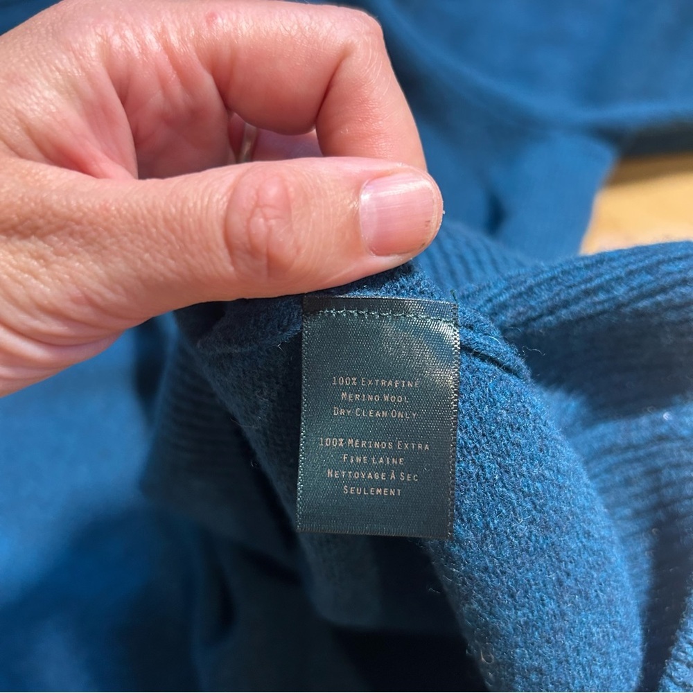 Soft Cloth NWT Blue merino Wool Crewneck Sweater‎ Large - Picture 3 of 6